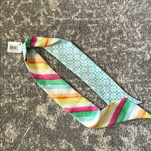 Coach Vibrant Multicolor Striped Scarf - pony tail wrap, purse accessory